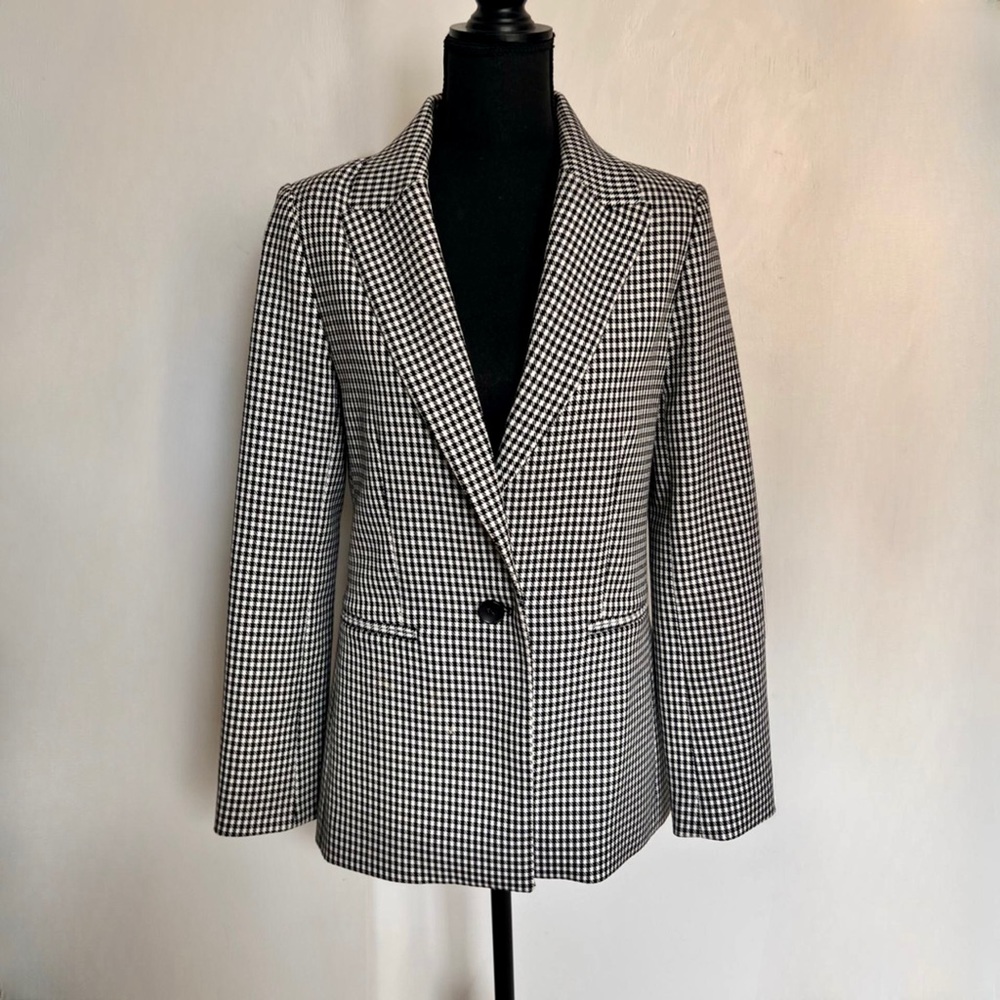 🔥 Maje Vadimy Houndstooth Single-button Blazer In White/ Blac